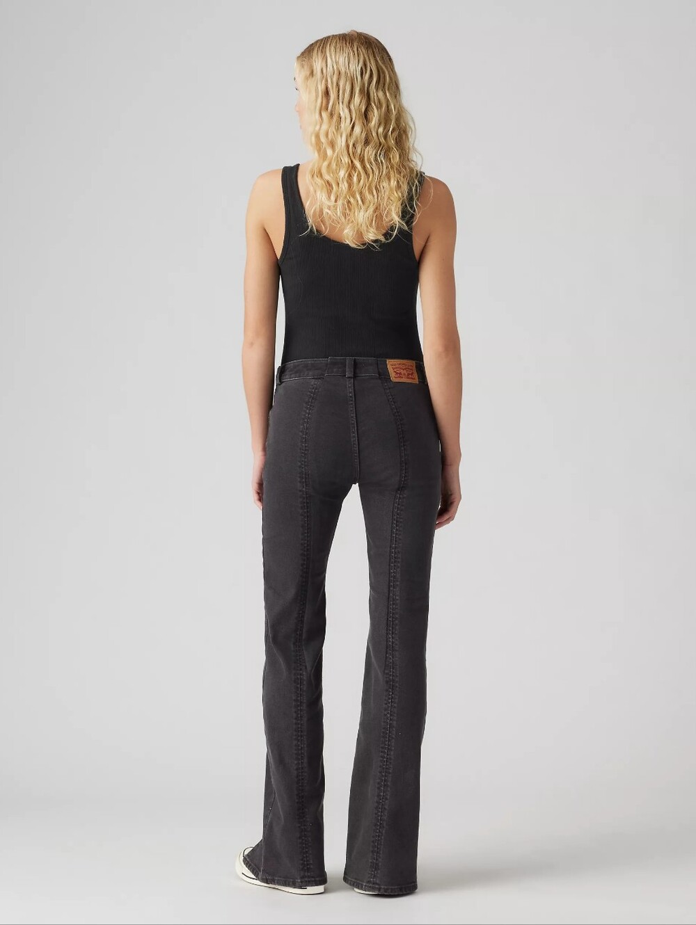 Levis Seamed Bareback Y2K Super Low Bootcut Jeans 29 Washed Black Flare Fitted